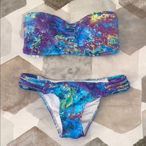 San Lorenzo galaxy print bandeau bikini+bottom XL